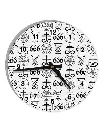 Satanic Symbols 10 InchRound Wall Clock with Numbers All Over Print-Wall Clock-TooLoud-White-Davson Sales