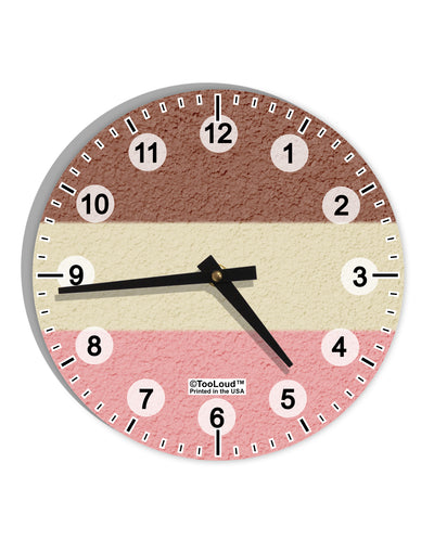 Horizontal Neapolitan Ice Cream 10 InchRound Wall Clock with Numbers All Over Print by TooLoud-Wall Clock-TooLoud-White-Davson Sales