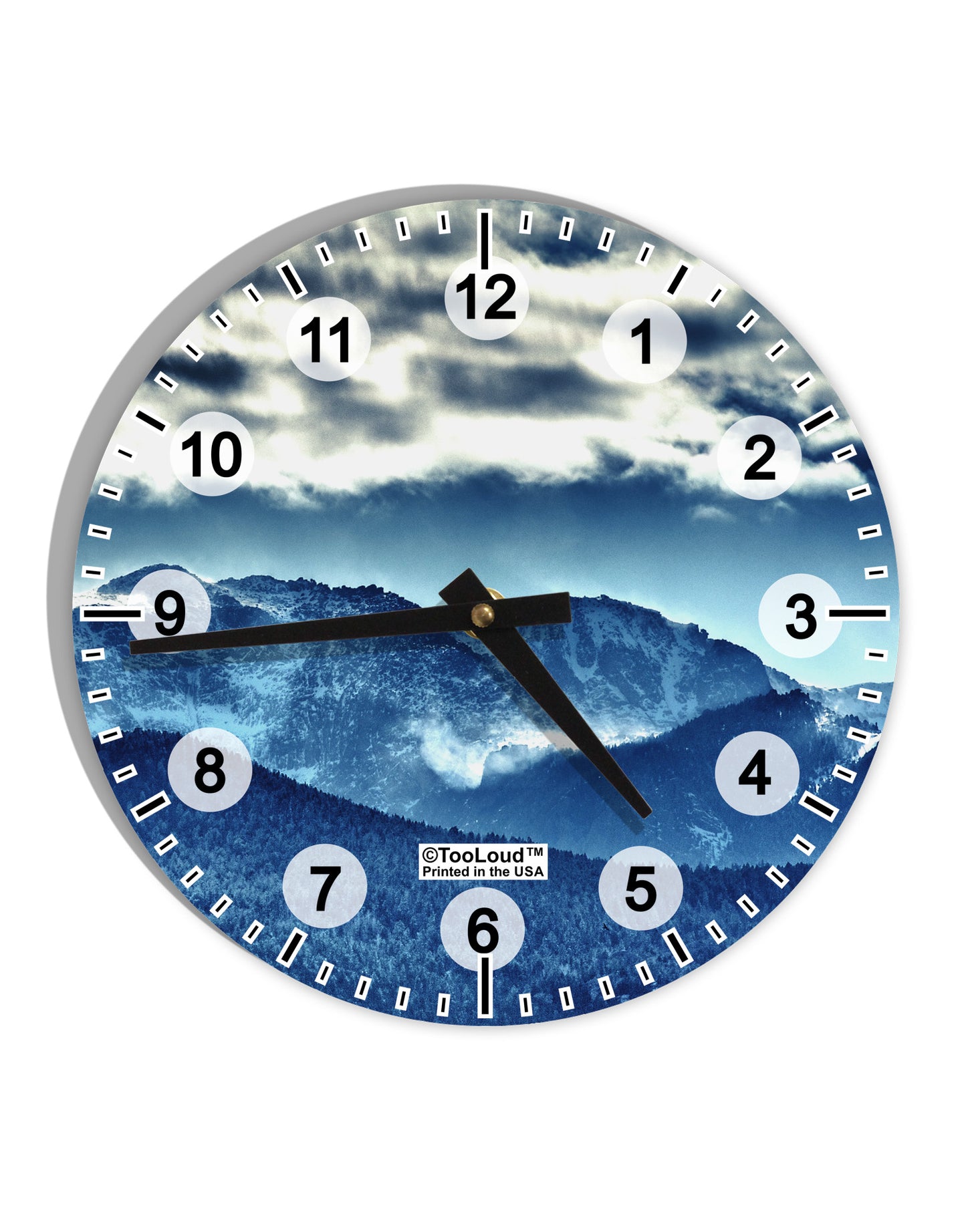 Mountain Landsscape All-Over 10 InchRound Wall Clock with Numbers All Over Print-Wall Clock-TooLoud-White-Davson Sales