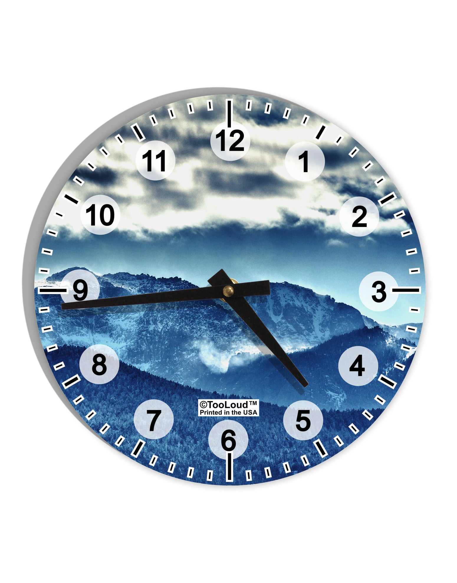 Mountain Landsscape All-Over 10 InchRound Wall Clock with Numbers All Over Print-Wall Clock-TooLoud-White-Davson Sales