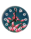 Bright Pink Painted Flamingos 10 InchRound Wall Clock with Numbers All Over Print-Wall Clock-TooLoud-White-Davson Sales