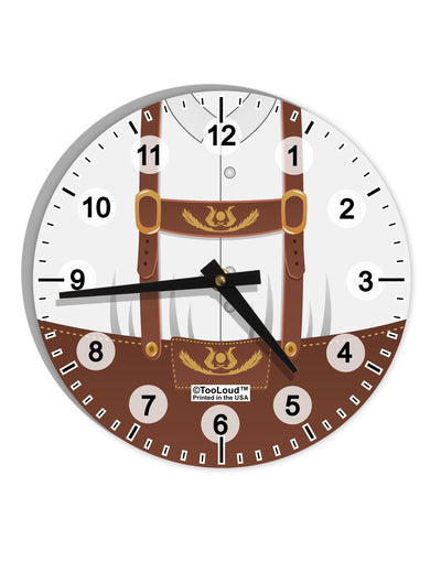 Lederhosen Costume Brown 10 InchRound Wall Clock with Numbers All Over Print by TooLoud-Wall Clock-TooLoud-White-Davson Sales