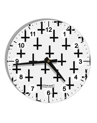 Inverted Crosses 10 InchRound Wall Clock with Numbers All Over Print-Wall Clock-TooLoud-White-Davson Sales