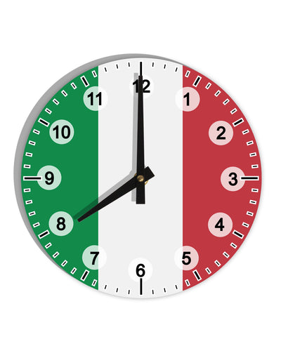 Italian Flag All Over 10 InchRound Wall Clock with Numbers All Over Print-Wall Clock-TooLoud-White-Davson Sales