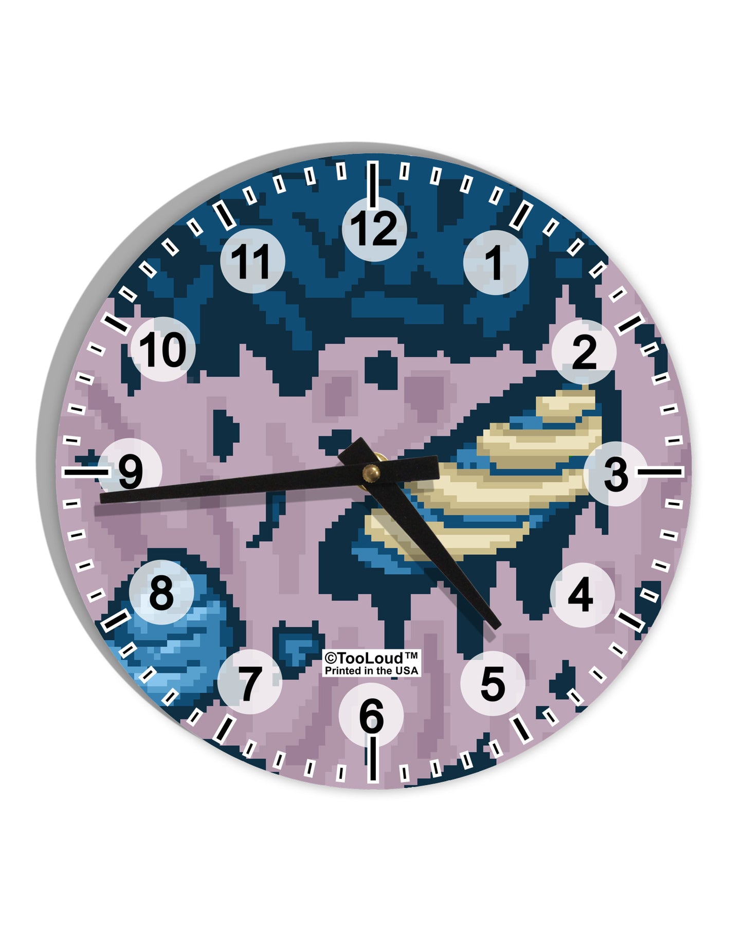 Pixel Zombie Costume Blue 10 InchRound Wall Clock with Numbers All Over Print-Wall Clock-TooLoud-White-Davson Sales