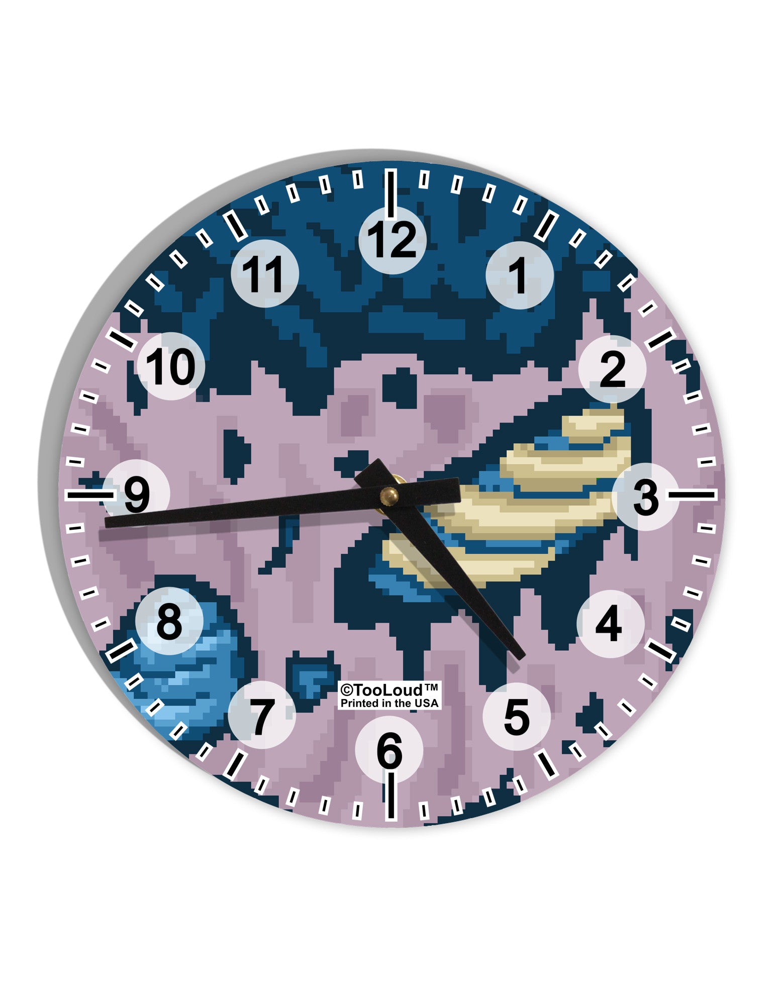 Pixel Zombie Costume Blue 10 InchRound Wall Clock with Numbers All Over Print-Wall Clock-TooLoud-White-Davson Sales