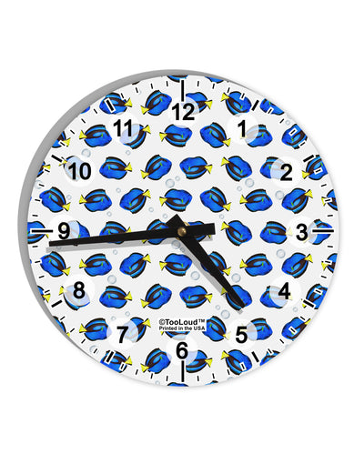 Blue Tang Fish AOP 10 InchRound Wall Clock with Numbers All Over Print-Wall Clock-TooLoud-White-Davson Sales