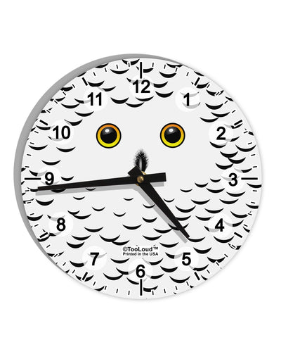 Snowy Owl Cute Animal Face 10 InchRound Wall Clock with Numbers All Over Print-Wall Clock-TooLoud-White-Davson Sales