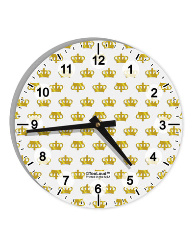 Gold Crowns AOP 10 InchRound Wall Clock with Numbers All Over Print by TooLoud-Wall Clock-TooLoud-White-Davson Sales