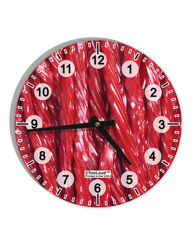 Red Rope Candy All Over 10 InchRound Wall Clock with Numbers All Over Print-Wall Clock-TooLoud-White-Davson Sales