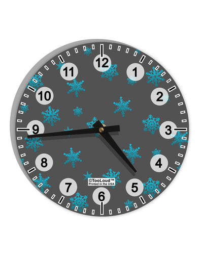 Snowflakes AOP 10 InchRound Wall Clock with Numbers All Over Print-Wall Clock-TooLoud-White-Davson Sales