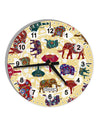 Indian Elephants AOP 10 InchRound Wall Clock with Numbers All Over Print-Wall Clock-TooLoud-White-Davson Sales