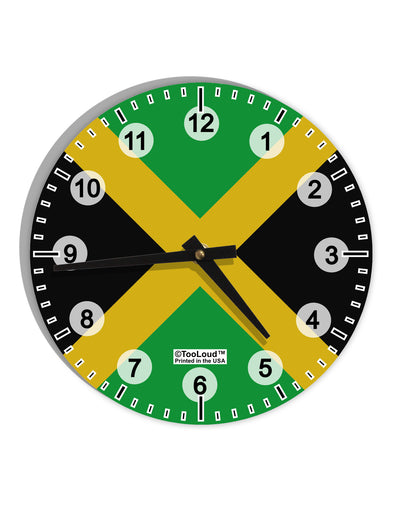 Jamaica Flag AOP 10 InchRound Wall Clock with Numbers All Over Print-Wall Clock-TooLoud-White-Davson Sales