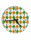 Irish Colors Argyle Pattern 10 InchRound Wall Clock with Numbers All Over Print-Wall Clock-TooLoud-White-Davson Sales