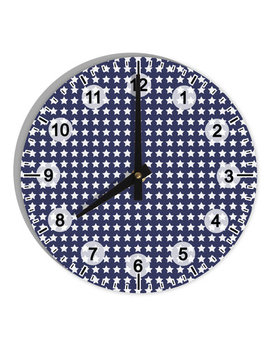 Americana Stars Pattern 10 InchRound Wall Clock with Numbers All Over Print-Wall Clock-TooLoud-White-Davson Sales