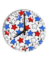 Red White And Blue Stars 10 InchRound Wall Clock with Numbers by TooLoud-Wall Clock-TooLoud-White-Davson Sales