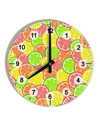 Colorful Citrus Fruits 10 InchRound Wall Clock with Numbers All Over Print-Wall Clock-TooLoud-White-Davson Sales