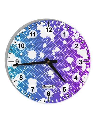 Splatter AOP - Blue Purple 10 InchRound Wall Clock with Numbers All Over Print-Wall Clock-TooLoud-White-Davson Sales