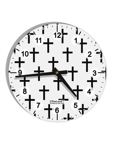 Christian Crosses 10 InchRound Wall Clock with Numbers All Over Print-Wall Clock-TooLoud-White-Davson Sales