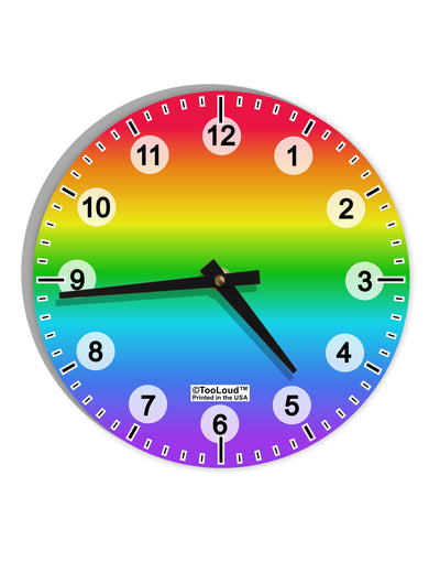 Horizontal Rainbow Gradient 10 InchRound Wall Clock with Numbers All Over Print by TooLoud-Wall Clock-TooLoud-White-Davson Sales