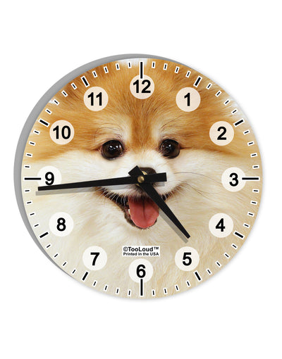 Adorable Pomeranian 1 10 InchRound Wall Clock with Numbers All Over Print-Wall Clock-TooLoud-White-Davson Sales