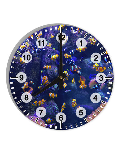 Underwater Ocean View Clownfish 10 InchRound Wall Clock with Numbers All Over Print-Wall Clock-TooLoud-White-Davson Sales