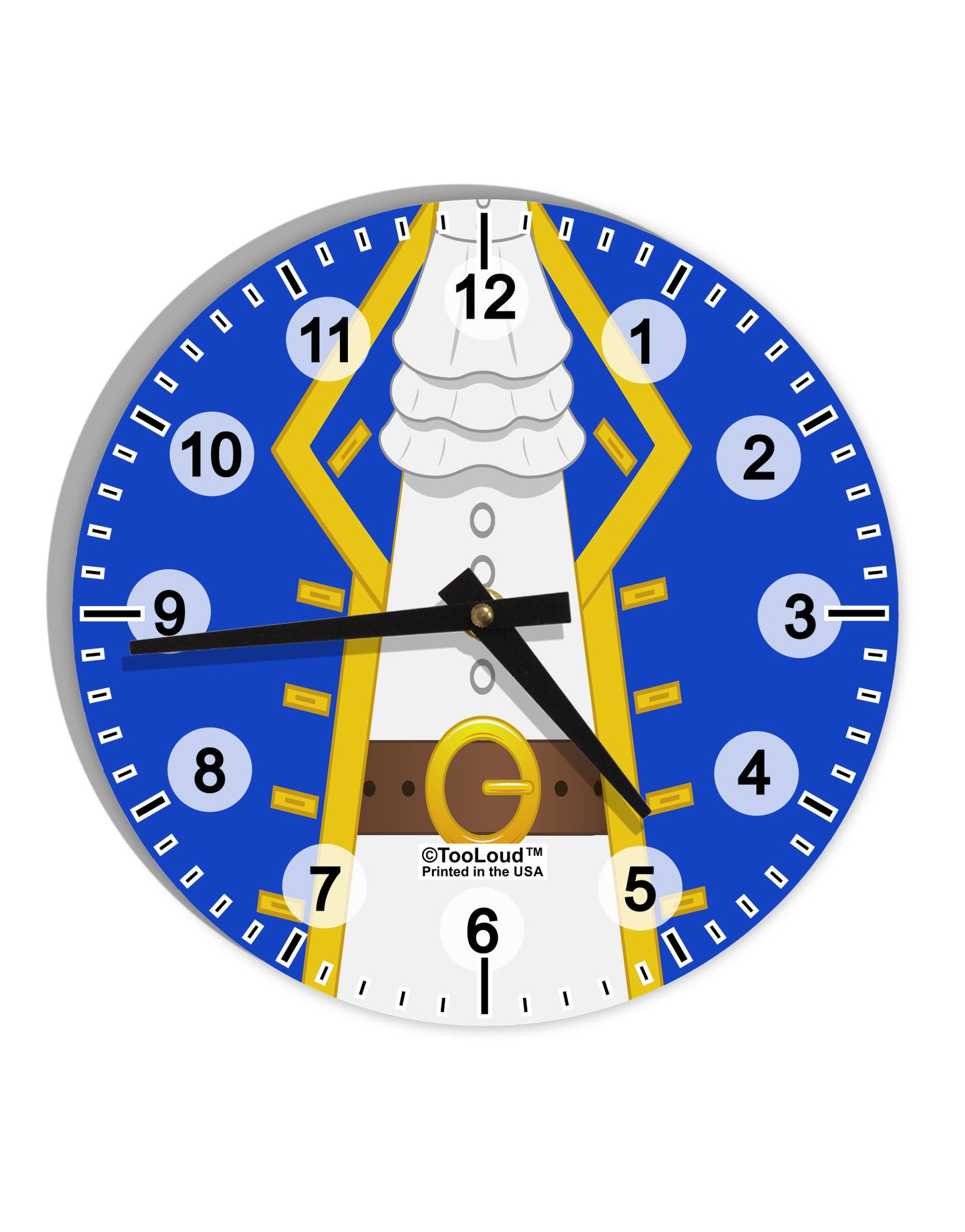 Pirate Captain Costume - Blue 10 InchRound Wall Clock with Numbers All Over Print-Wall Clock-TooLoud-White-Davson Sales