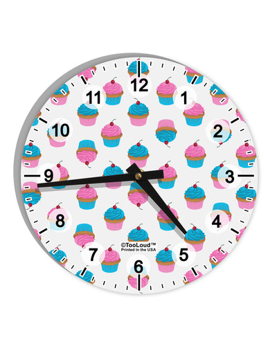 Cute Cupcakes AOP 10 InchRound Wall Clock with Numbers All Over Print-Wall Clock-TooLoud-White-Davson Sales