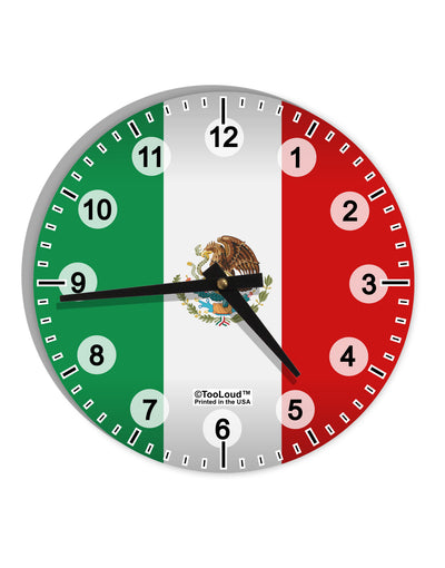 Mexico Flag AOP 10 InchRound Wall Clock with Numbers All Over Print-Wall Clock-TooLoud-White-Davson Sales