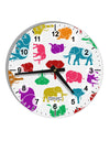 Colorful Elephants AOP 10 InchRound Wall Clock with Numbers All Over Print-Wall Clock-TooLoud-White-Davson Sales