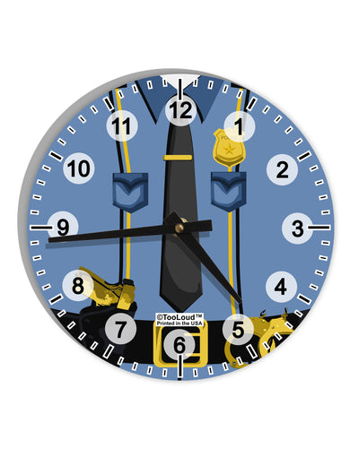 Police Blue-Gold AOP 10 InchRound Wall Clock with Numbers All Over Print-Wall Clock-TooLoud-White-Davson Sales