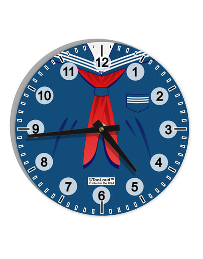 School Uniform Costume - Blue 10 InchRound Wall Clock with Numbers All Over Print-Wall Clock-TooLoud-White-Davson Sales