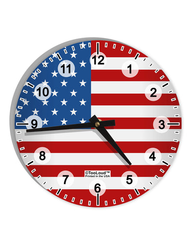 TooLoud USA Flag AOP 10 InchRound Wall Clock with Numbers All Over Print-Wall Clock-TooLoud-White-Davson Sales