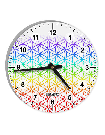 Chakra Flower of Life on White 10 InchRound Wall Clock with Numbers All Over Print-Wall Clock-TooLoud-White-Davson Sales