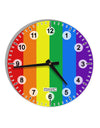 Rainbow Vertical Gay Pride Flag 10 InchRound Wall Clock with Numbers All Over Print by TooLoud-Wall Clock-TooLoud-White-Davson Sales