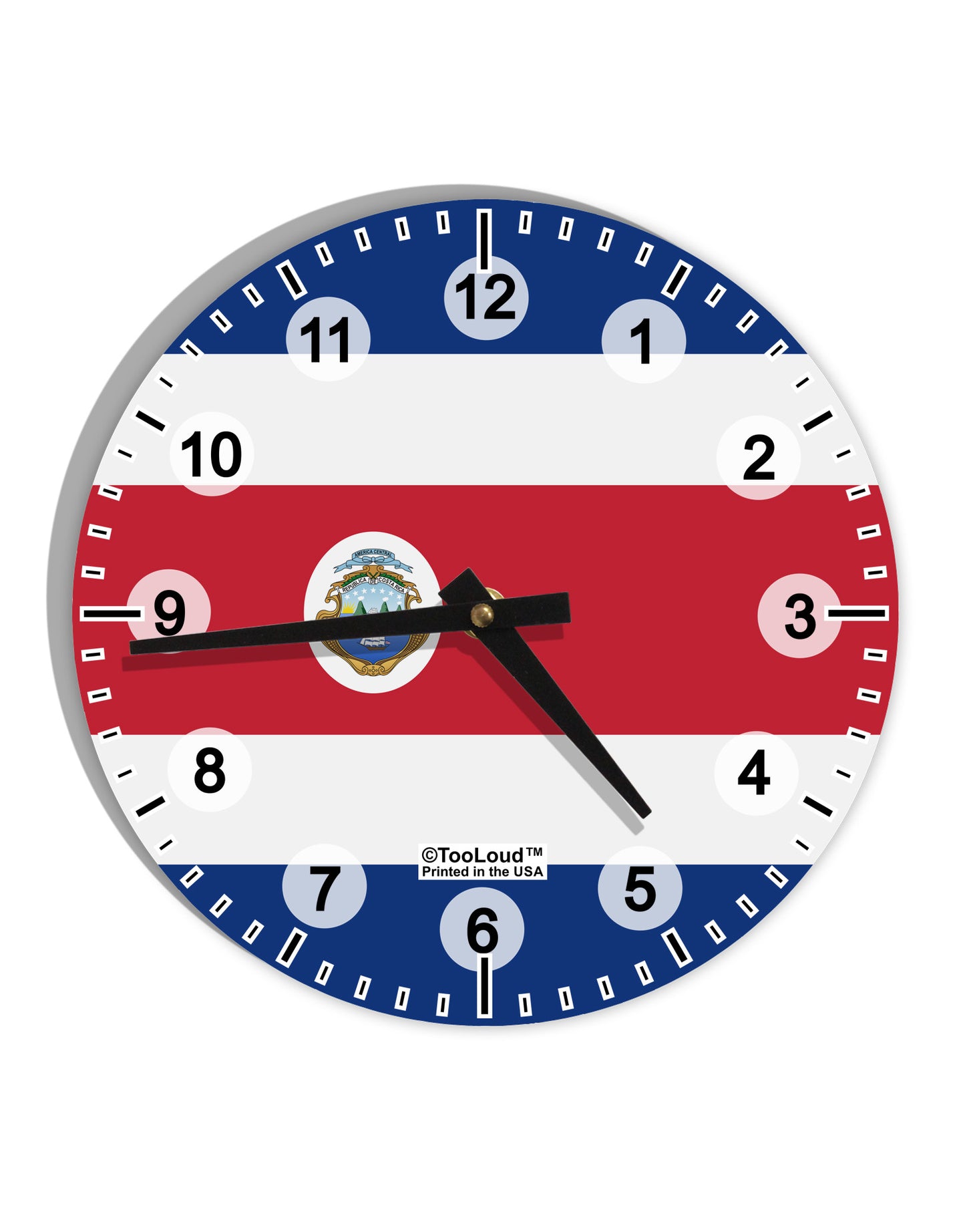 Costa Rica Flag AOP 10 InchRound Wall Clock with Numbers All Over Print-Wall Clock-TooLoud-White-Davson Sales