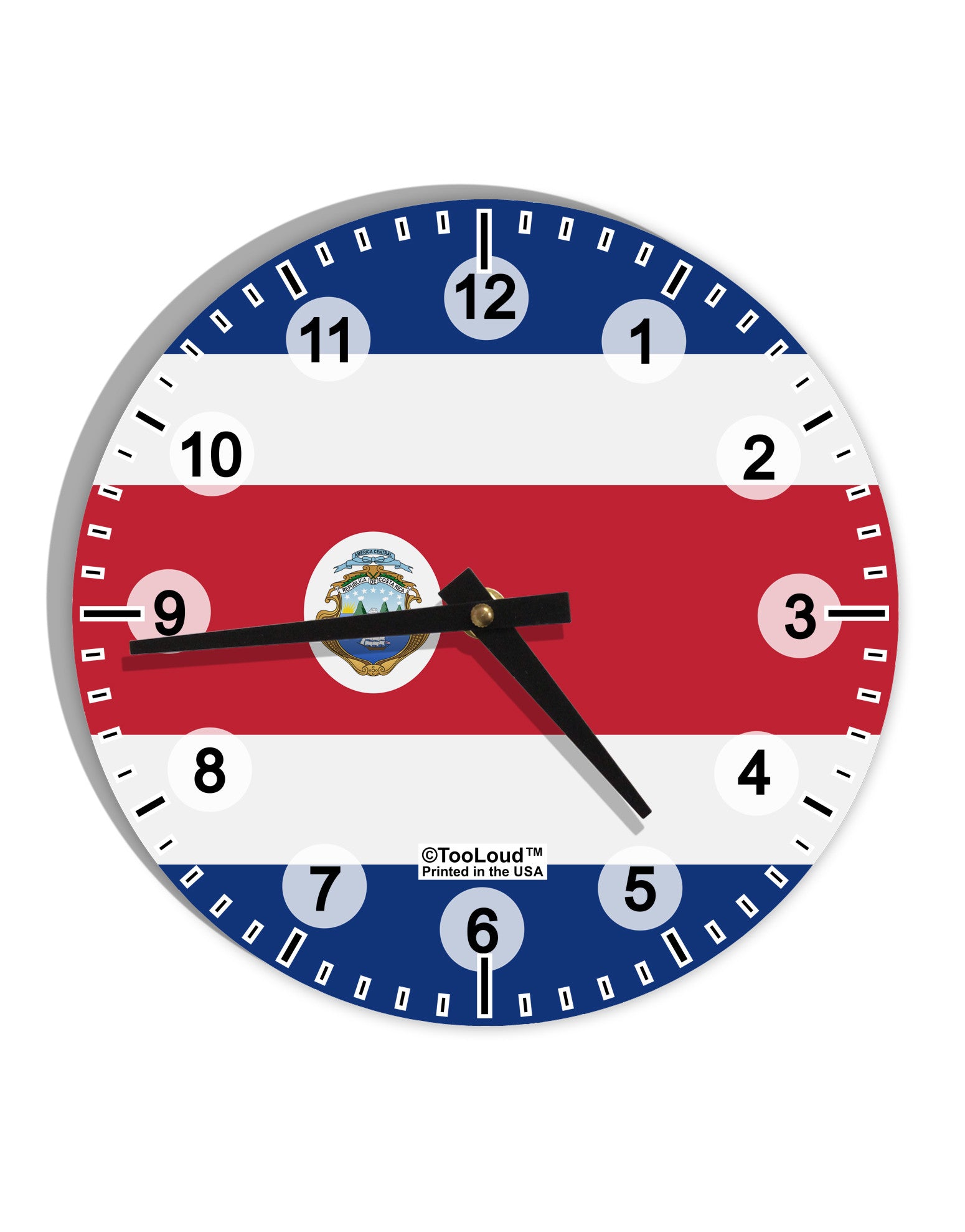 Costa Rica Flag AOP 10 InchRound Wall Clock with Numbers All Over Print-Wall Clock-TooLoud-White-Davson Sales