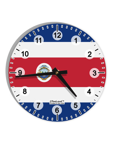 Costa Rica Flag AOP 10 InchRound Wall Clock with Numbers All Over Print-Wall Clock-TooLoud-White-Davson Sales