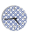 Stars of David Jewish 10 InchRound Wall Clock with Numbers All Over Print by TooLoud-Wall Clock-TooLoud-White-Davson Sales