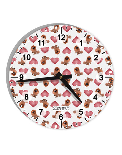 Pomeranian Hearts AOP 10 InchRound Wall Clock with Numbers All Over Print-Wall Clock-TooLoud-White-Davson Sales