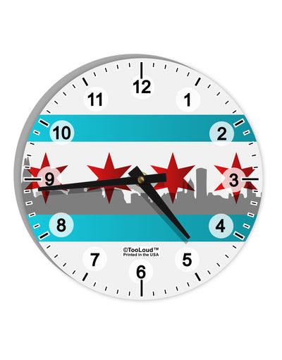 Chicago Flag Skyline AOP 10 InchRound Wall Clock with Numbers All Over Print-Wall Clock-TooLoud-White-Davson Sales