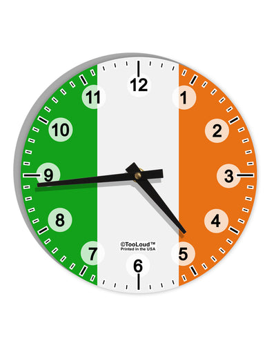 Irish Flag - Flag of Ireland 10 InchRound Wall Clock with Numbers All Over Print-Wall Clock-TooLoud-White-Davson Sales