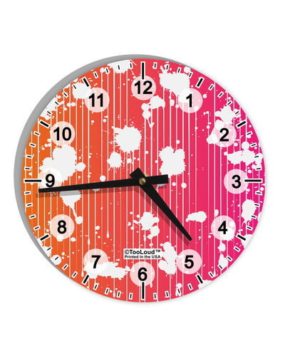 Splatter AOP - Orange Pink 10 InchRound Wall Clock with Numbers All Over Print-Wall Clock-TooLoud-White-Davson Sales