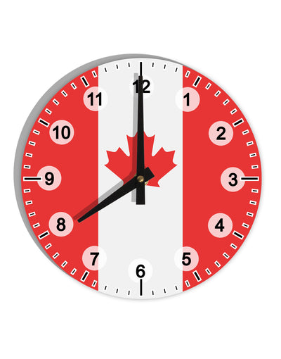 Canadian Flag All Over 10 InchRound Wall Clock with Numbers All Over Print by TooLoud-Wall Clock-TooLoud-White-Davson Sales