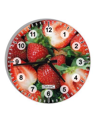 Strawberries All Over 10 InchRound Wall Clock with Numbers All Over Print-Wall Clock-TooLoud-White-Davson Sales