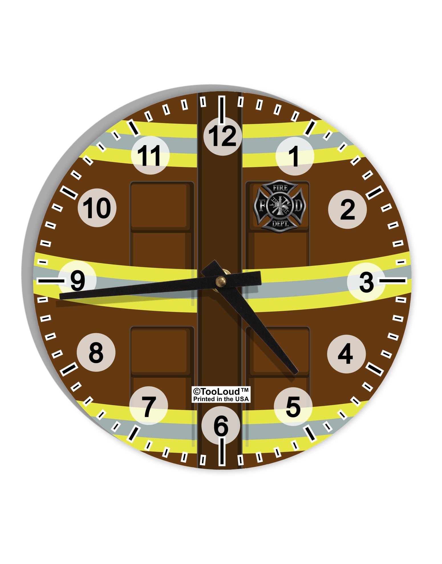 Firefighter Brown AOP 10 InchRound Wall Clock with Numbers All Over Print-Wall Clock-TooLoud-White-Davson Sales