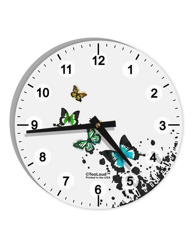 Splatter Butterflies AOP 10 InchRound Wall Clock with Numbers All Over Print-Wall Clock-TooLoud-White-Davson Sales