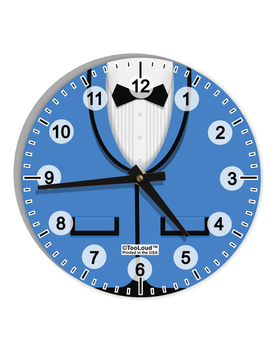 Blue Tuxedo Suit Costume 10 InchRound Wall Clock with Numbers All Over Print-Wall Clock-TooLoud-White-Davson Sales