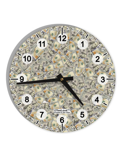 Benjamins 10 InchRound Wall Clock with Numbers All Over Print by TooLoud-Wall Clock-TooLoud-White-Davson Sales