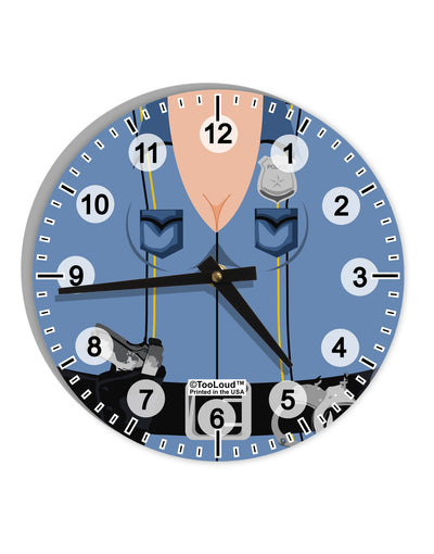 Sexy Cop AOP 10 InchRound Wall Clock with Numbers All Over Print-Wall Clock-TooLoud-White-Davson Sales